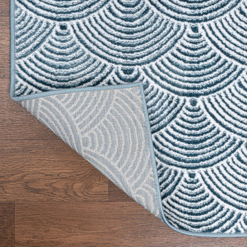 Porter Geometric Art Deco Fan Pattern High-low Area Rug
